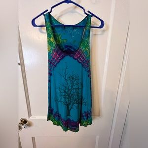 Long tree tie dye tank top